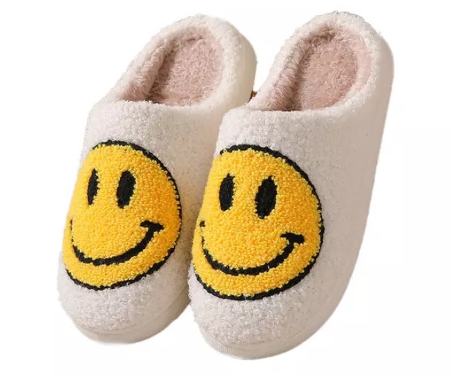 Smiley Face Plush Slippers
