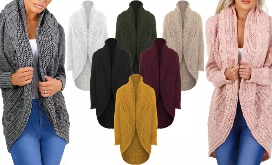 Women's Chunky Cable Knit Cardigan
