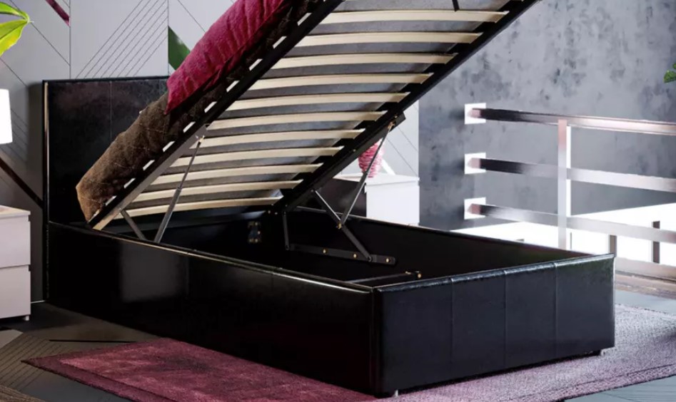 Lisbon Faux Leather Ottoman Bed Frame with Hidden Storage