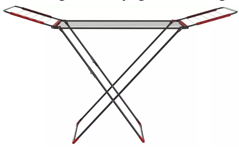 VIVO Folding Clothes Drying Rack with Height Adjustable Side Wing