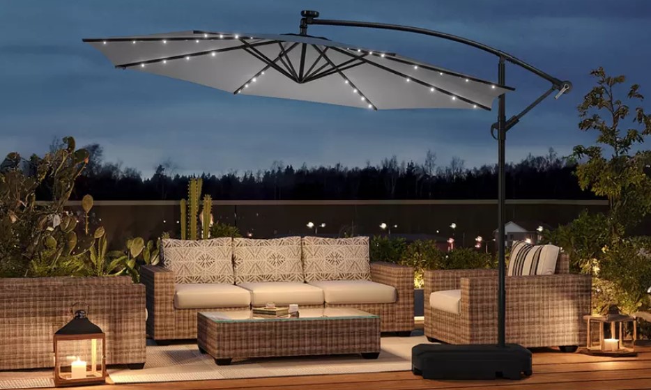 Rotatable Solar Lighting Cantilever Parasol