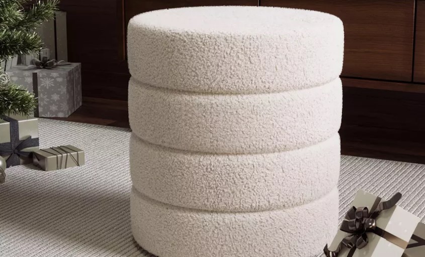 Round Channel Upholstered Ottoman