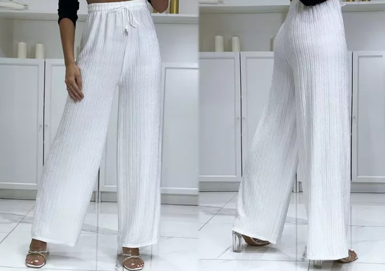 Textured Palazzo Wide Trousers
